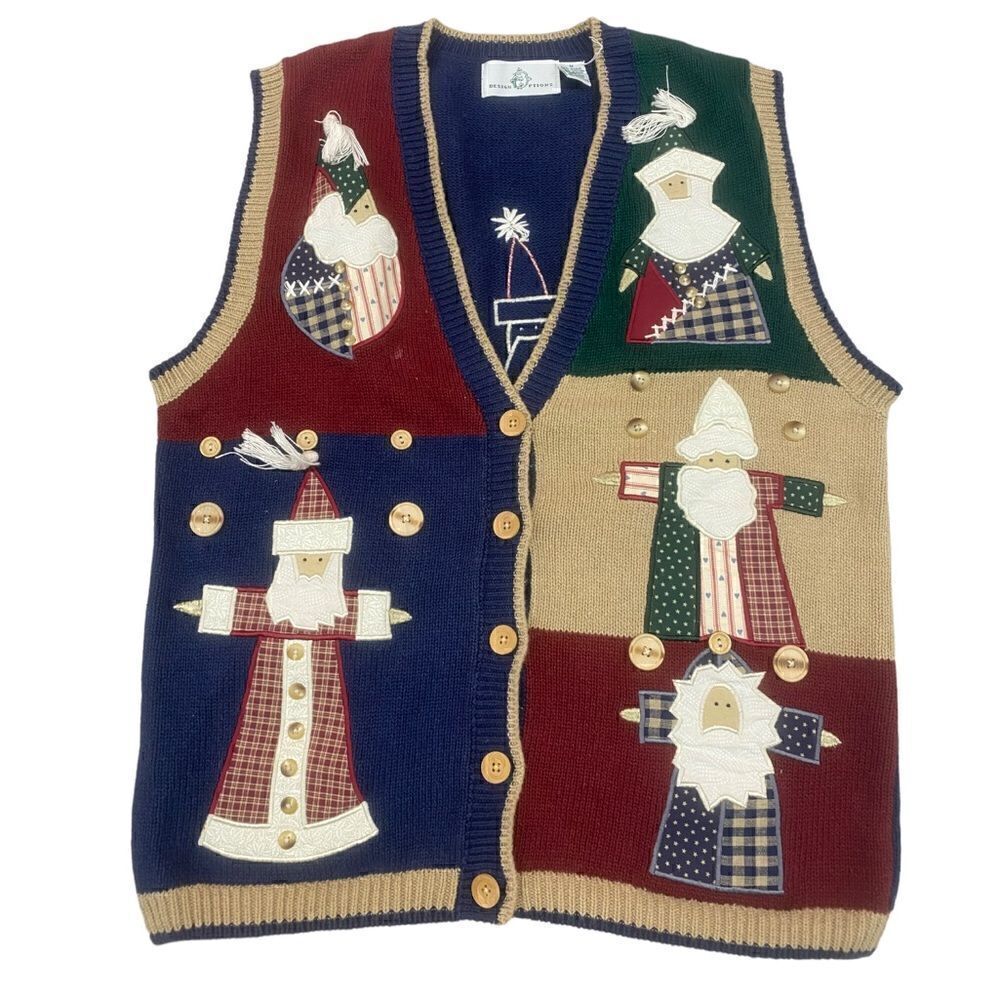 Design  Options Knit Vest Santa size Medium Cottage Core